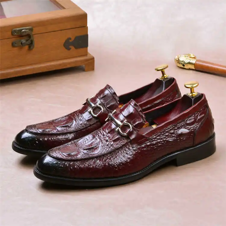 Wine Red Мужские модельные туфли; официальная обувь из натуральной кожи; деловые туфли-оксфорды; большие размеры; слипоны; цвет черный, винно-красный; Новинка года; модная обувь - Цвет: Wine Red