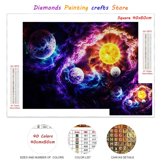 New AB Diamond Painting Universe Planet Full Square/Round Diamont Embroidery Sky Landscape Mosaic Galaxy Cross Stitch Home Decor H41-10