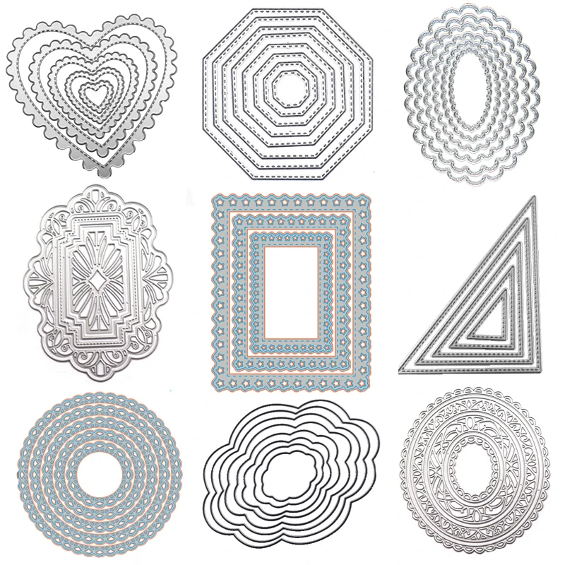 Metal Cutting Dies Background-Craft Diy-Card-Template Square Heart-Circle Oval WYSE Rectangle