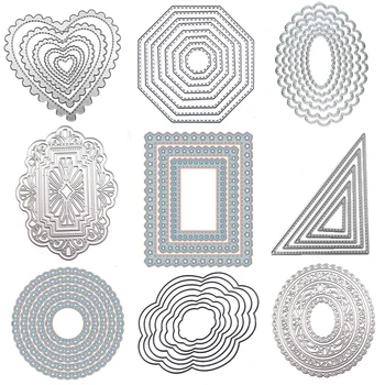 

WYSE Round Metal Cutting Dies Square Heart Circle Die Rectangle Oval Background Craft Die Scrapbooking for DIY Card Template