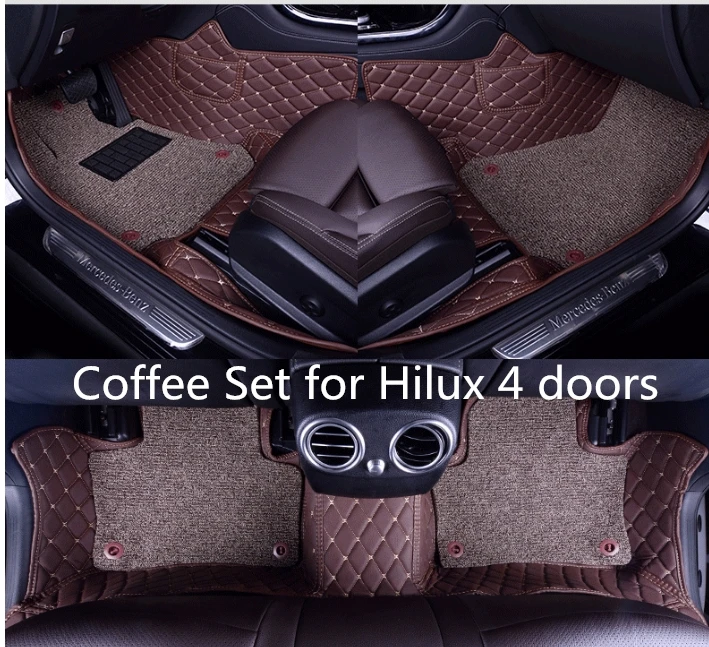 Автомобильные ковры, коврики для ног, аксессуары для toyota hulix revo vigo, левое/правое сиденье 2005 - Название цвета: coffee set 4 doors