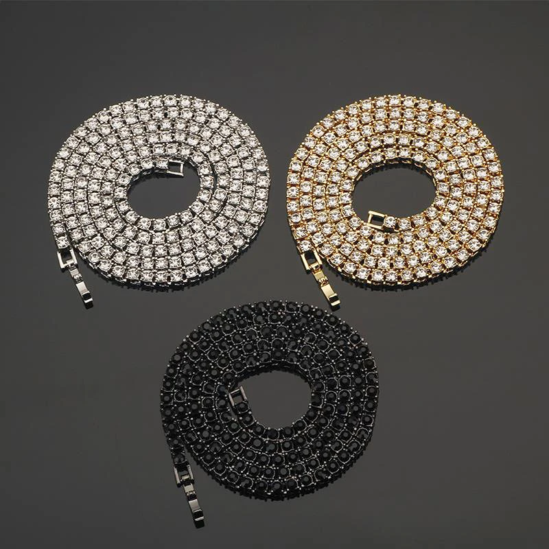 Fashion Iced Out Bracelet Necklace Men Link Tennis Chain Fashion Hip-Hop Jewelry Women 16/18/20/24/30inch Choker Chain Gift