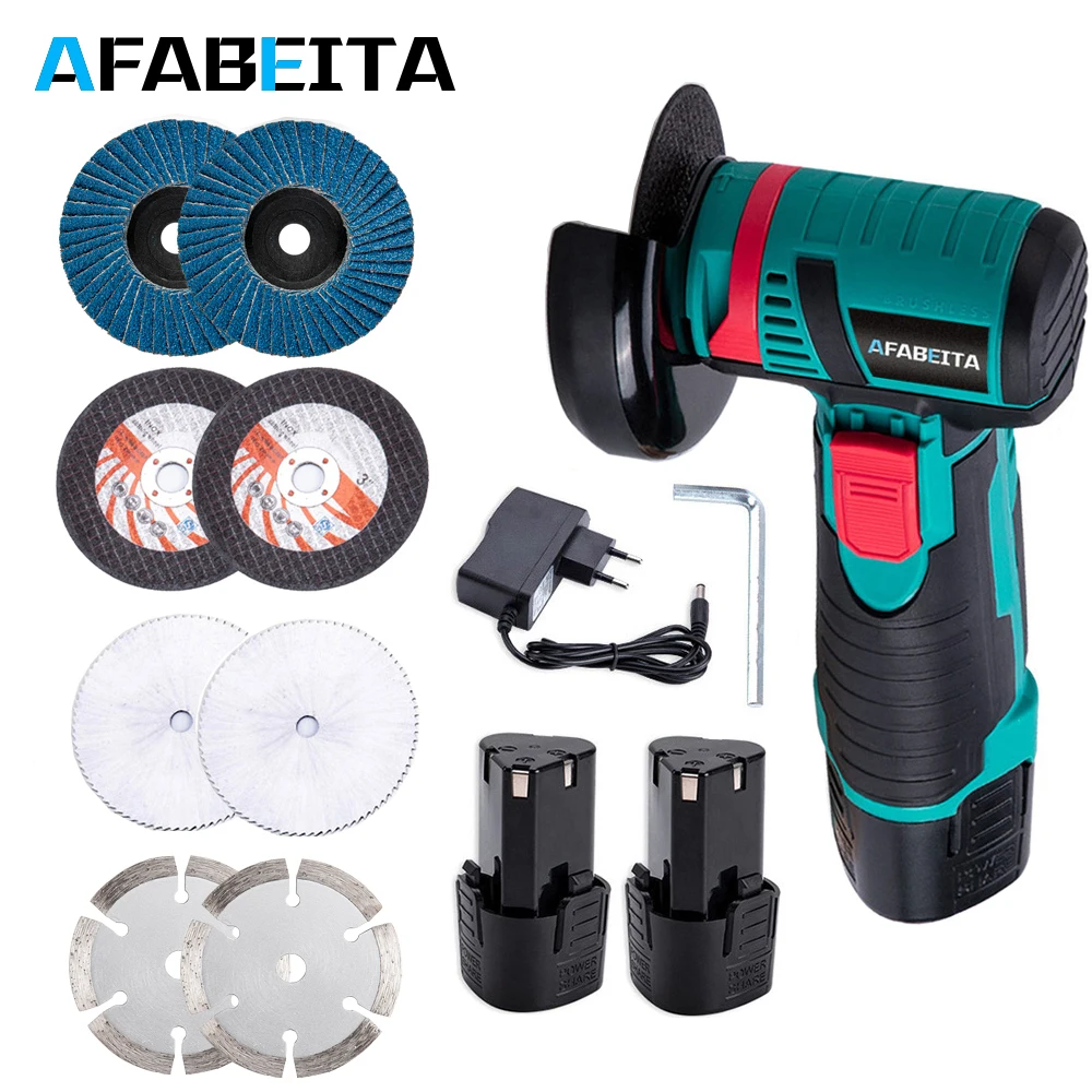 12V Mini Electric Angle Grinder Brushless Cordless Cutter Power Tools With 2 Lithium Batteries | Инструменты
