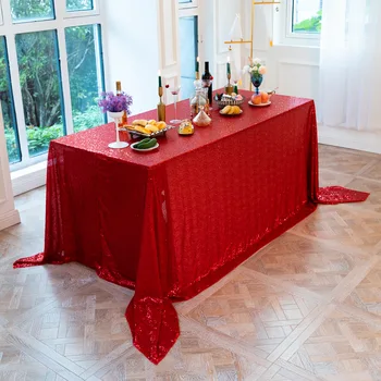 

new arrive 220*330cm Sequin Rectangular Table Cloth Square Circle Champagne Color Party Dessert Tablecloth Wedding Table Runner
