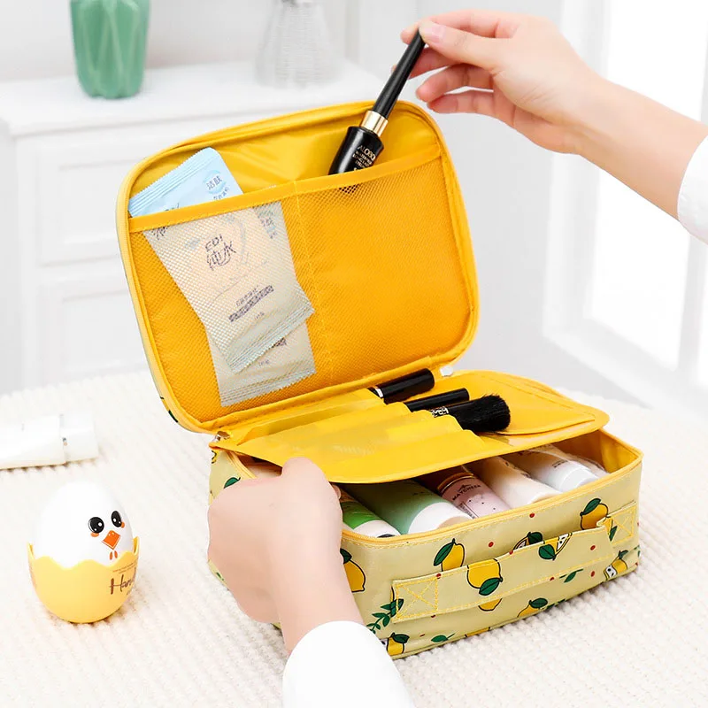 yellow A design Многофункциональная косметичка для путешествий, женские косметички, органайзер для туалетных принадлежностей, водонепроницаемые женские футляры для хранения косметики - Цвет: yellow A design