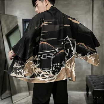 

Men Kimonos Japanese Kimono Cardigan Cosplay Shirt Blouse Men Japanese Yukata Haori Summer Beach Kimono For Men Plus Size 5XL