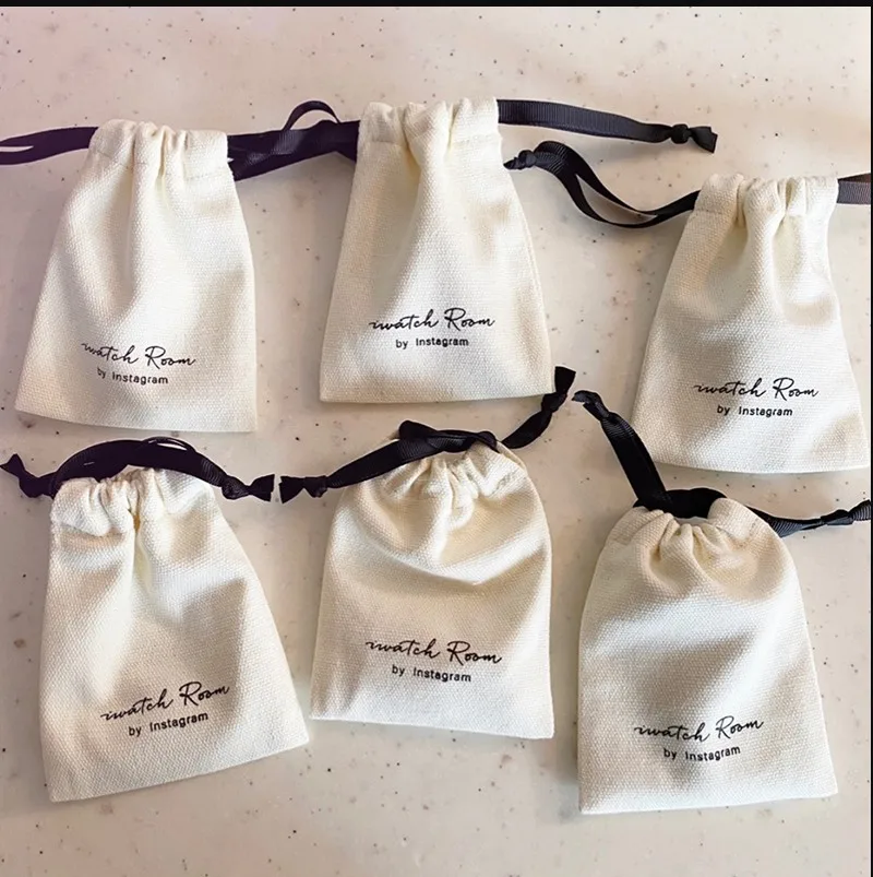 고급 면 선물 가방 5x7cm(2x2.75인치) 7x9cm 11x14cm 15x20cm(6x8인치) 메이크업 드로스트링 파우치
