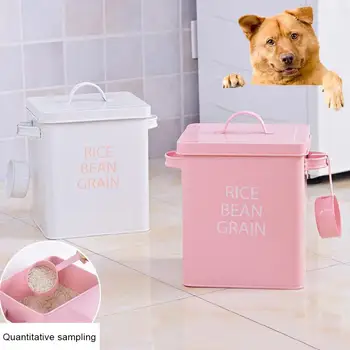 

Rice Bucket Pet Dog Food Sealed Storage Tank Moisture-proof Barrel with Spoon