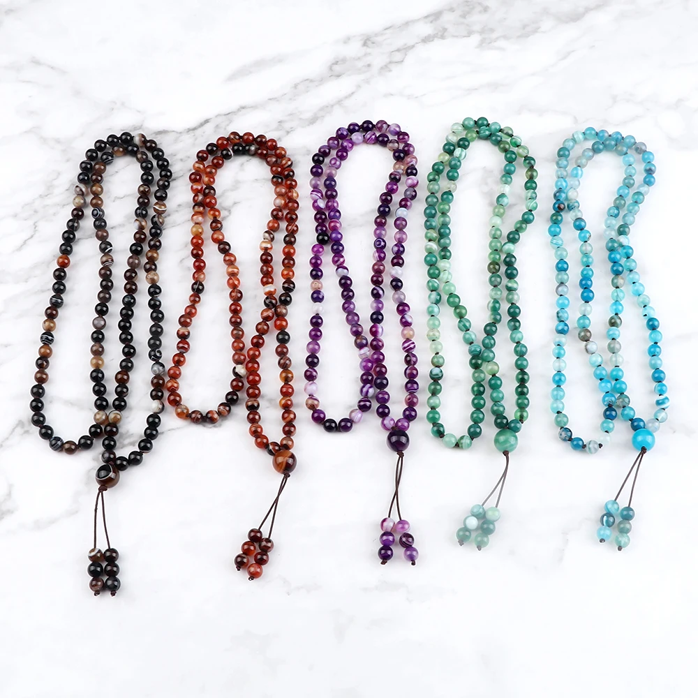 Collana di perline blu, collana lunga fatta a mano con nappa, gioielli resistenti realizzati a mano con perline - Italia