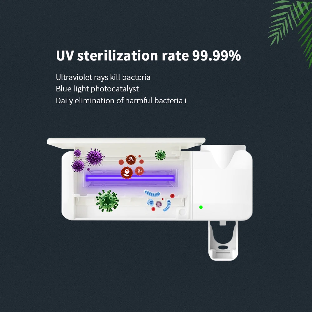 Антибактериальный 2 в 1 УФ-светильник стерилизатор зубной щетки с автоматическим дозатором зубной пасты ультрафиолетовая зубная щетка держатель зубной пасты