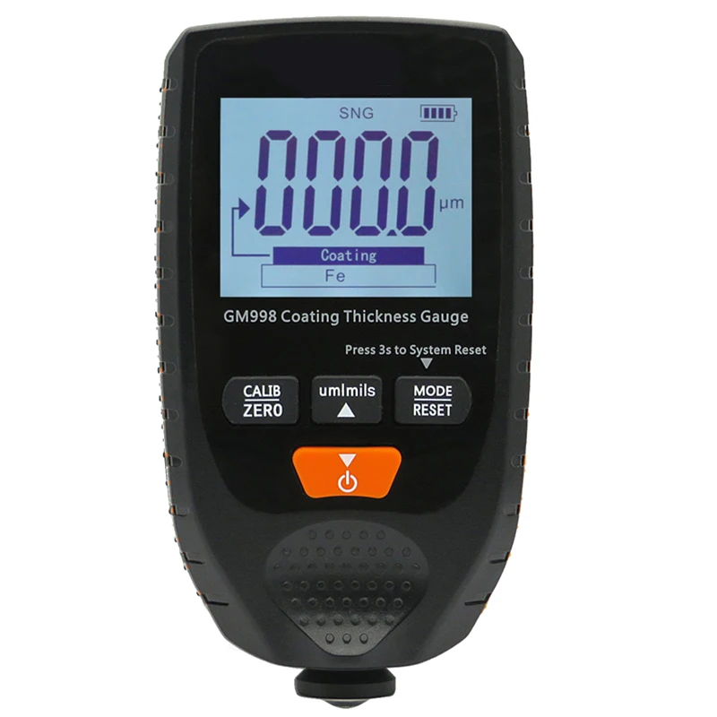 

GM998 Car Paint Coating Thickness Gauge Car Paint Electroplate Metal Coating Thickness Tester Meter 0-1500Um Fe & NFe Probe