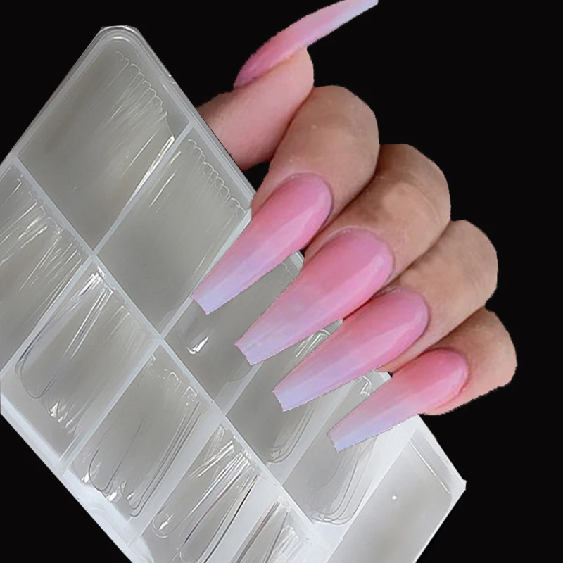 

100 pieces / box coffin ballet dancer nail tip long thin high heel press fake nail tip suit DIY acrylic fake nail