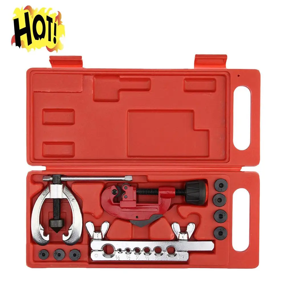(Drop shipping) Copper Brake Fuel Pipe Repair Double Flaring Dies Tool Set Clamp Kit Tube Cutter For Cutting And Flaring Copper