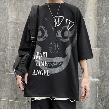 

Hip Hop Punk T Shirt Men Japanese Cat T-shirt Harajuku Streetwear Tshirt Casual Short Sleeve Loose Summer Tops Tee Japan Style