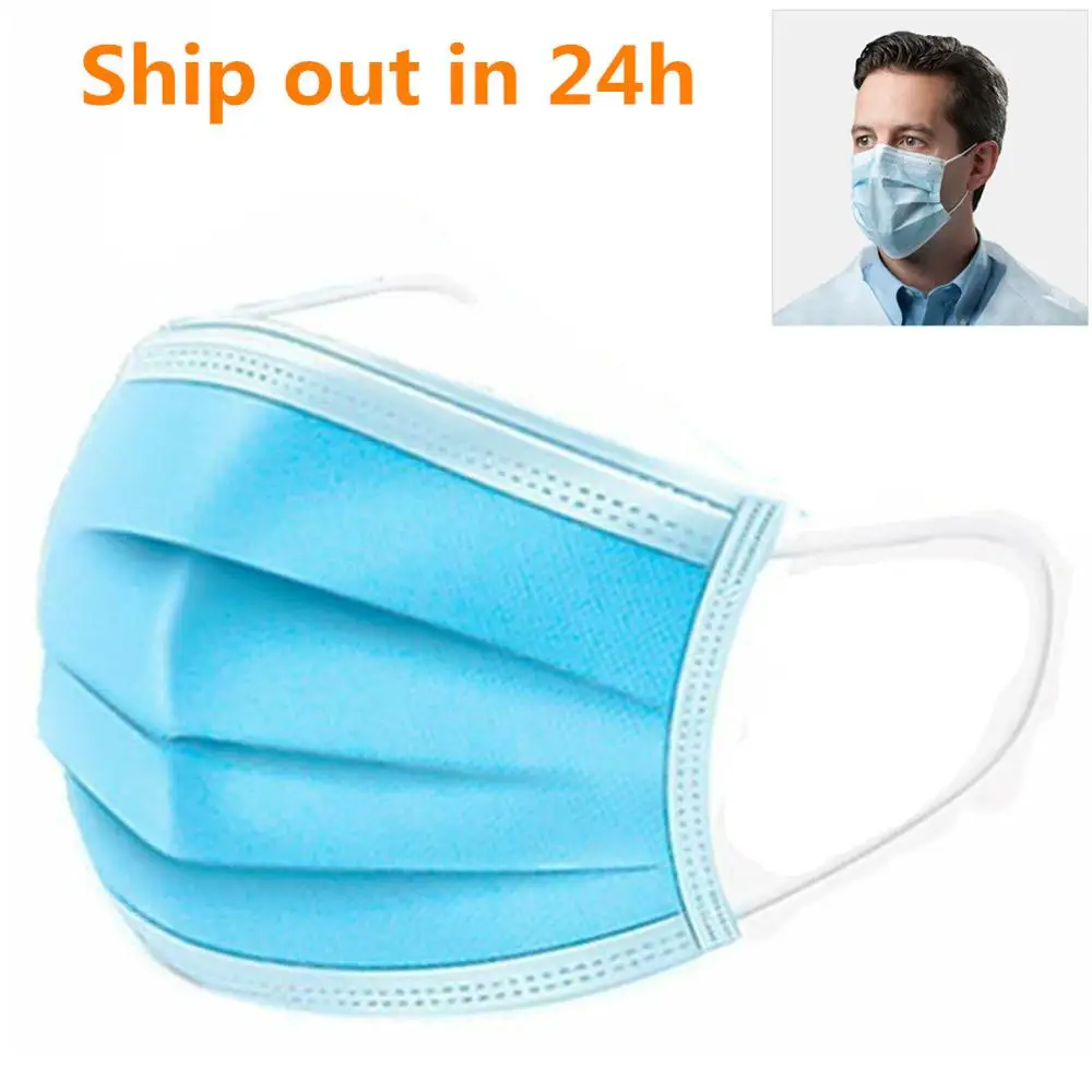 

100X Disposable Protective Mouth Mask Ear loop Face Masks 3 Layer Wholesale Dropship