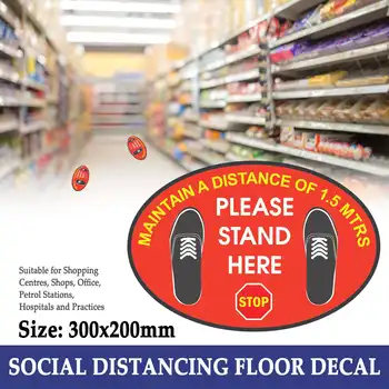 

Social Distancing Sticker Vinyl Please Leave Any Deliveries on Doorstep and Knock Decal Floor Sticker Distance Marker Stand Here