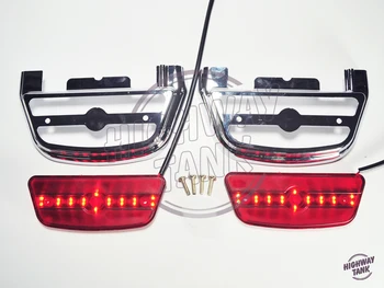 

Chrome LED lights rear passenger footboard decorative cover Case For Harley Touring Trike Softail