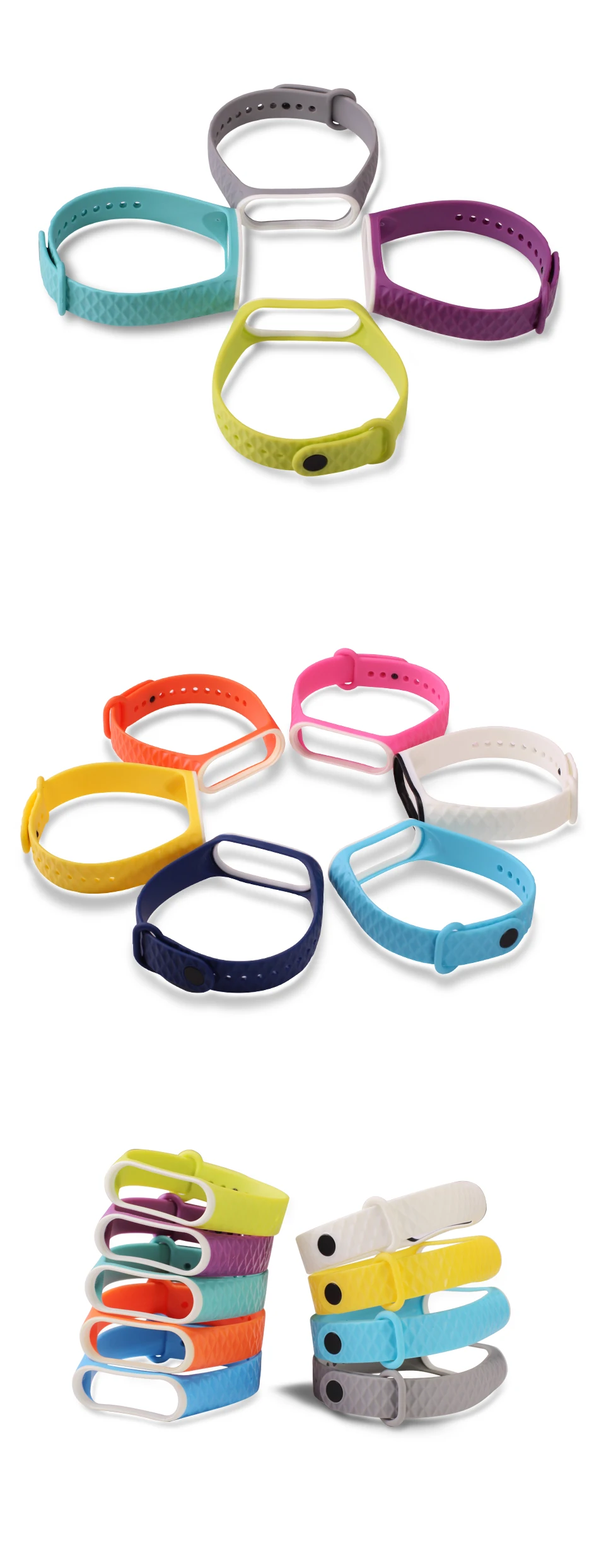 BOORUI Diamond mi band 4 ремешок двойной цветной pulsera mi band 4 Аксессуары Силиконовый mi band 3 ремешок для xiaomi mi band 3 4 ремешок
