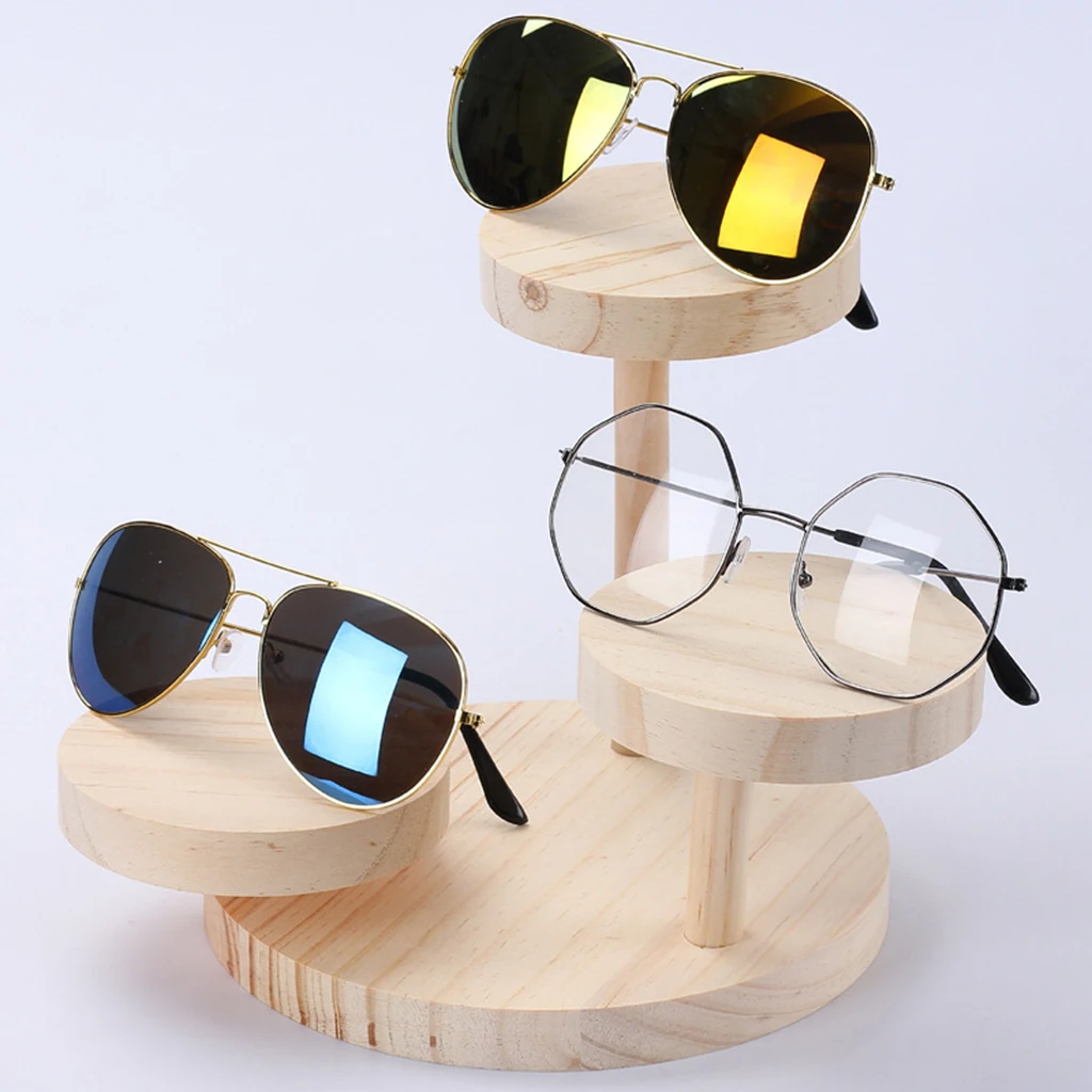 Sunglasses Rack Glasses Wooden 3-tier Display Retail Store Show Stand Holder