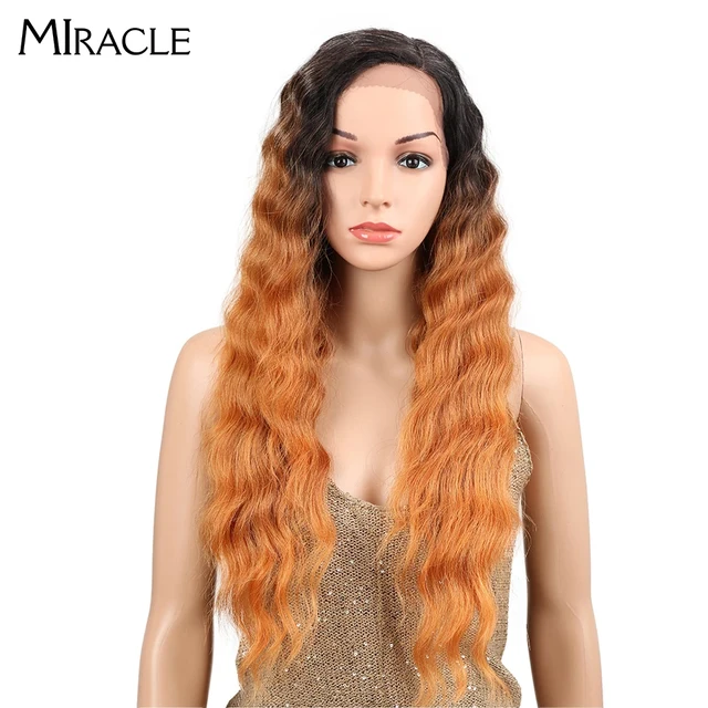 Synthetic Lace Wigs Blonde Wig Deep Wave Cosplay Lolita Wig 30Inch Ombre Blonde Wigs For Women High Temperature Fiber Miracle TAT4 340 150A
