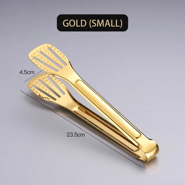 Gold Stainless Steel Food Tongs NonSlip Serving Tongs For BBQ