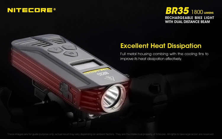 NITECORE BR35 велосипедный светильник 2xcree XM-L2 U2 1800lm велосипед светильник двойной дальностью луча Перезаряжаемые + Встроенный 6800 мА/ч, Батарея