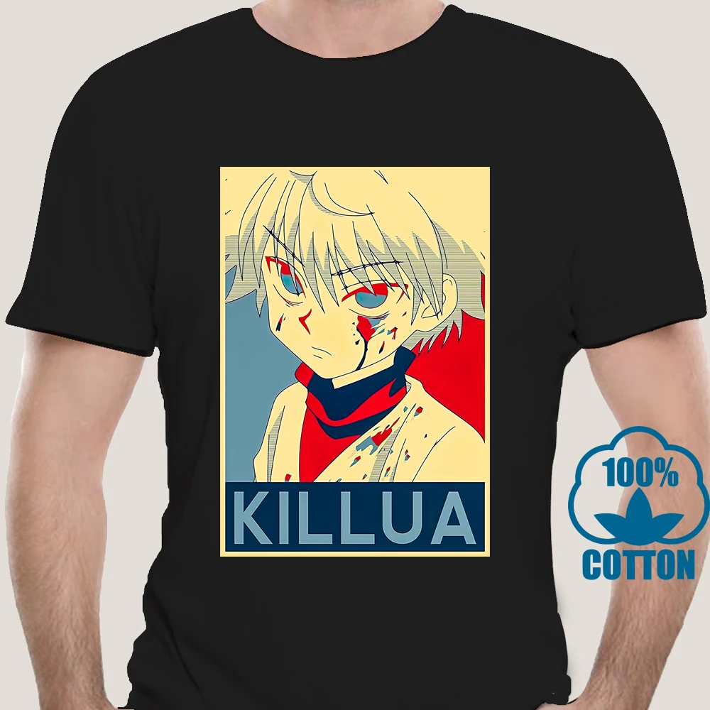 3225X мужские футболки Hunter X Killua хлопковая рубашка с коротким рукавом Zoldyck Аниме