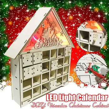 

DIY Christmas Wooden Countdown Advent Calendar With LED light Christmas Ornament Gift