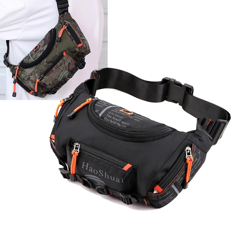 Waterproof Nylon Fanny Pack Bum Hip Sling Chest Bag for Men Travel Military Male Cross body Messenger Belt Waist Pack Bags New