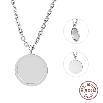 

S925 Sterling Silver Solid Round Coin Pendant Necklaces for Women Men Punk Long Chunky Thick Link Chain Statement Jewelry Gifts