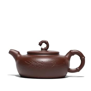 

Authentic purple clay bamboo yixing teapot small capacity household pot with gift box