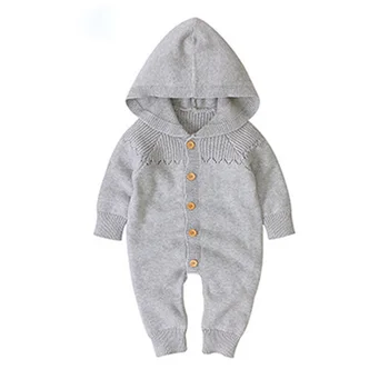 

2020 New Kids Set Baby Sweater Autumn/Winter Baby Girl Knitted Jumpsuit Baby Boy Long-sleeved Hooded Romper