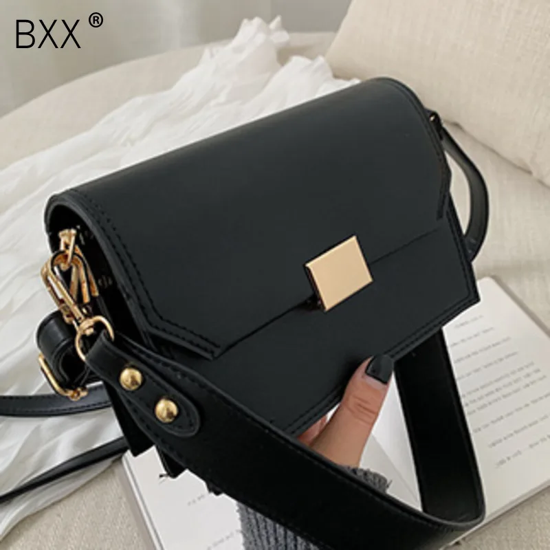 

[BXX] Solid Color Simply PU Leather Crossbody Bags For Women 2020 Fashion All-match Shoulder Messenger Bag Lady Handbags HK511