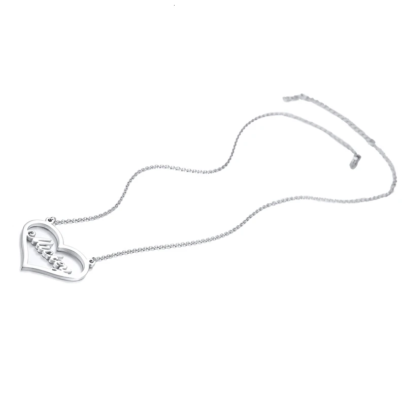 Vnox персонализировать пользовательское имя Neckalce Кулон сердце любовь подарок нержавеющая сталь колье для женщин элегантные ювелирные изделия