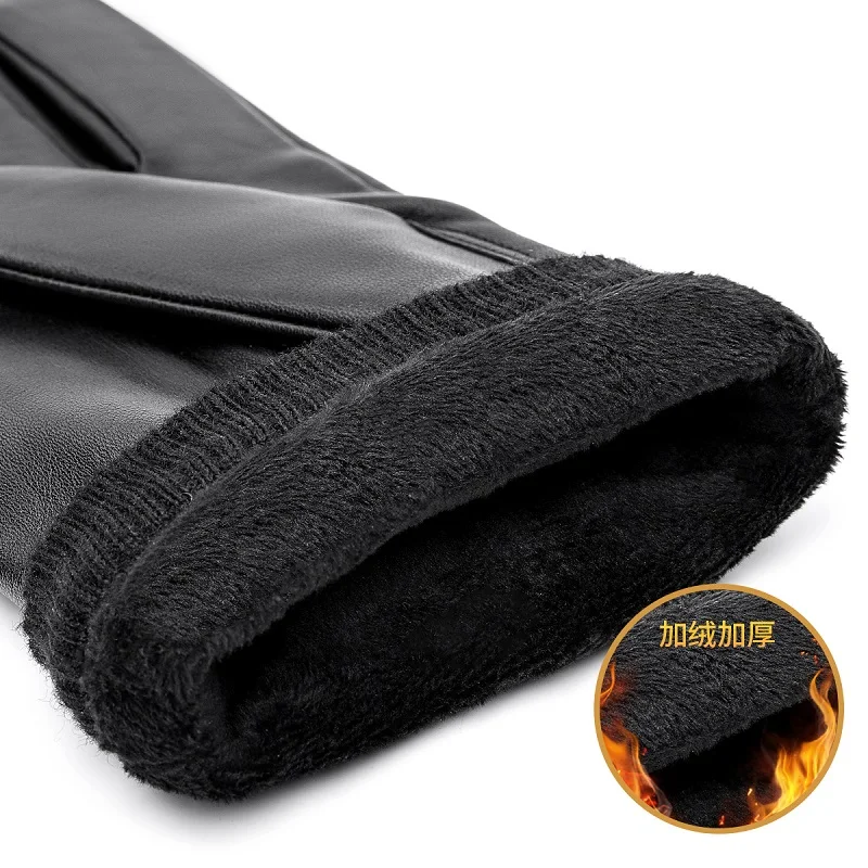 BISON DENIM мужские перчатки из натуральной овечьей кожи Осень Зима теплые сенсорный экран полный палец черные перчатки высокое качество S019