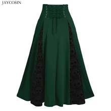 JAYCOSIN Мода горячая распродажа девушки Темный стиль женские юбки размера плюс кружева лоскутное миди-юбка с высокой талией готические плиссированные юбки