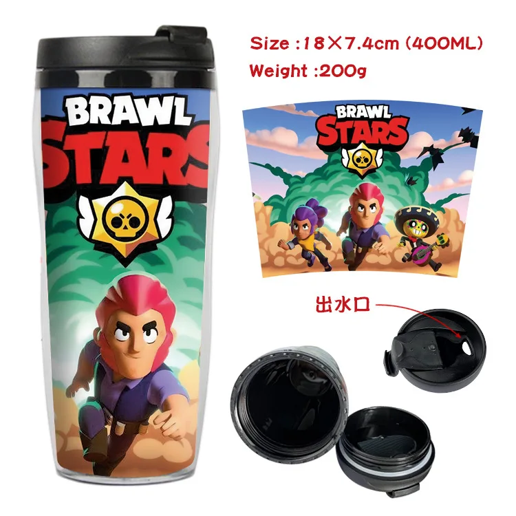 Brawling-botella deportiva portátil para niños, taza de plástico aislada de doble cara con diseño de estrellas, dibujos animados, Anime, regalo de cumpleaños