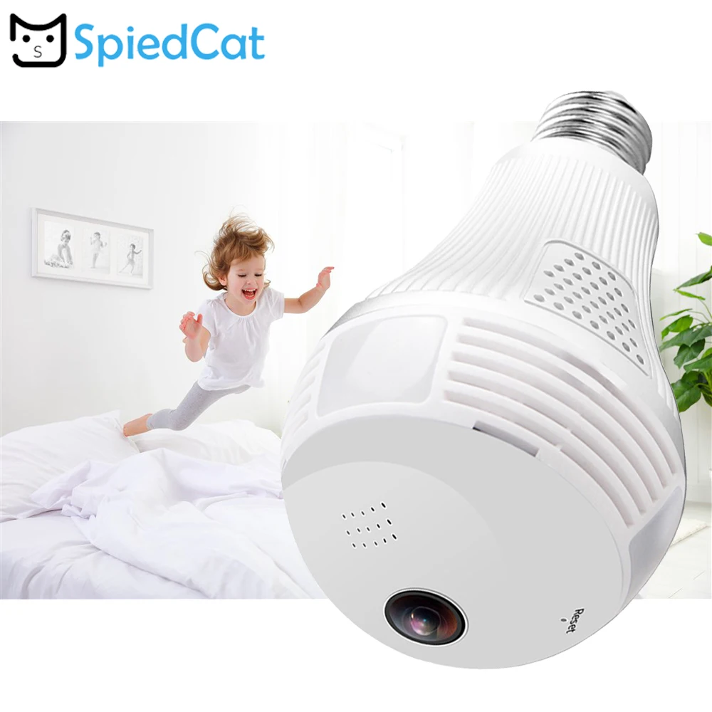 

HD 960P Wifi Wireless IP 360Degree Panoramic FishEye CCTV LED Light Bulb Mini Camera Home baby Security Burglar Support TF Card