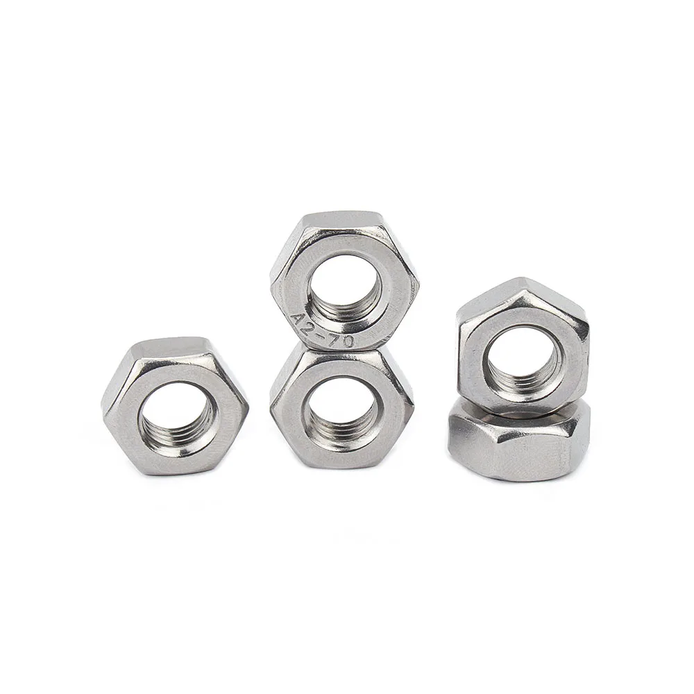 Hex Nut  Hexagon 304 Stainless Steel M1 M1.2 M1.4 M1.6 M2 M2.5 M3 M3.5 M4 M5 M6 M8 M10 M12 M14 M16 M18 M20 M22 M24 M27 M30 M33