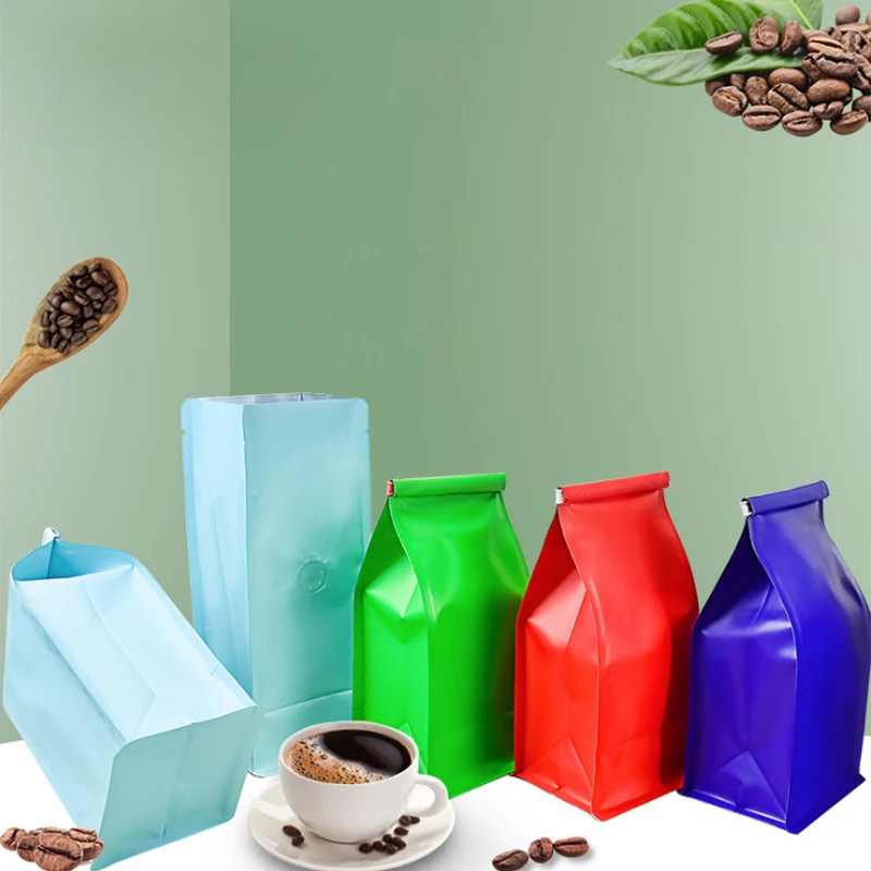 

Aluminum Coffee Bean Eight Side Sealed Packing Bag Food Aluminum Foil Bag with Air Valve 100pcs/lot