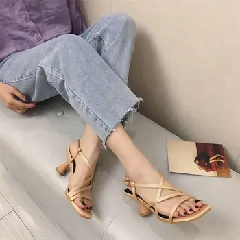 

Karinluna 2020 Dropship Top Quality Elegant Luxury Design High Heels Summer ankle-strap Sandals Women Shoes Woman