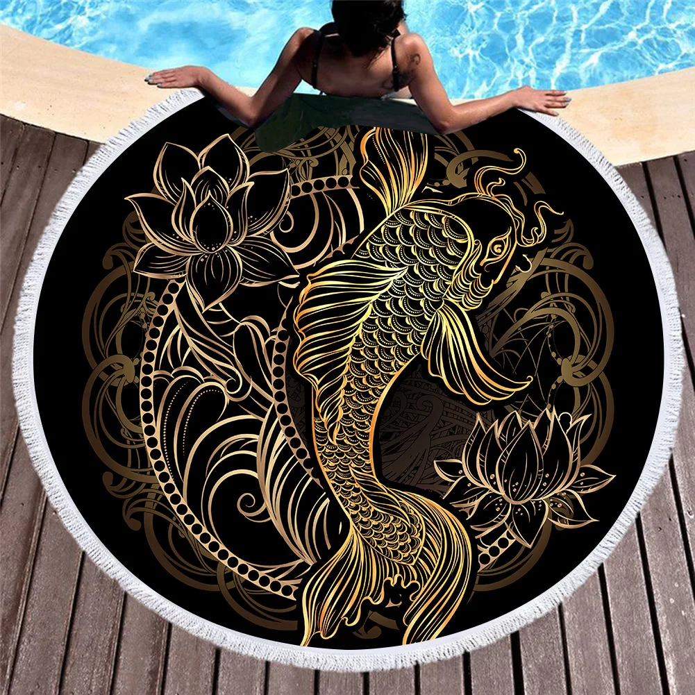 

Gold Carp Europe And America Hot Selling Superfine Fibre Beach Towel Beach Bath Towel 2019