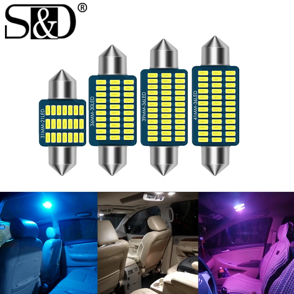 2pcs Canbus C5w C10w Led Bulb 31mm 36mm 39mm 41mm Festoon Led Car Interior Light Dome Reading