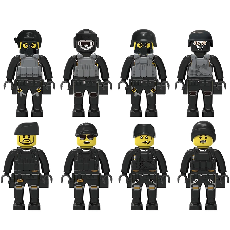 8 шт. военные Солдатики "Special Forces" DIY Кирпичи фигурки полицейское оружие строительные блоки игрушки детские рождественские подарки