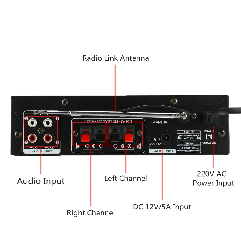 12/220V 800W Проекторы для домашнего кинотеатра Bluetooth Hi-Fi аудио Мощность усилитель звука с пультом дистанционного управления Управление Поддержка SD карты FM USB