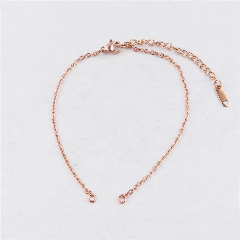 Rose Gold X-ROYAL 5 шт./лот 2 мм Нержавеющая сталь Золотая цепь розовое золото DIY Браслеты цепочки на ногу 20+ 6 см длинные ювелирные изделия выводы цепи - Цвет: Rose Gold