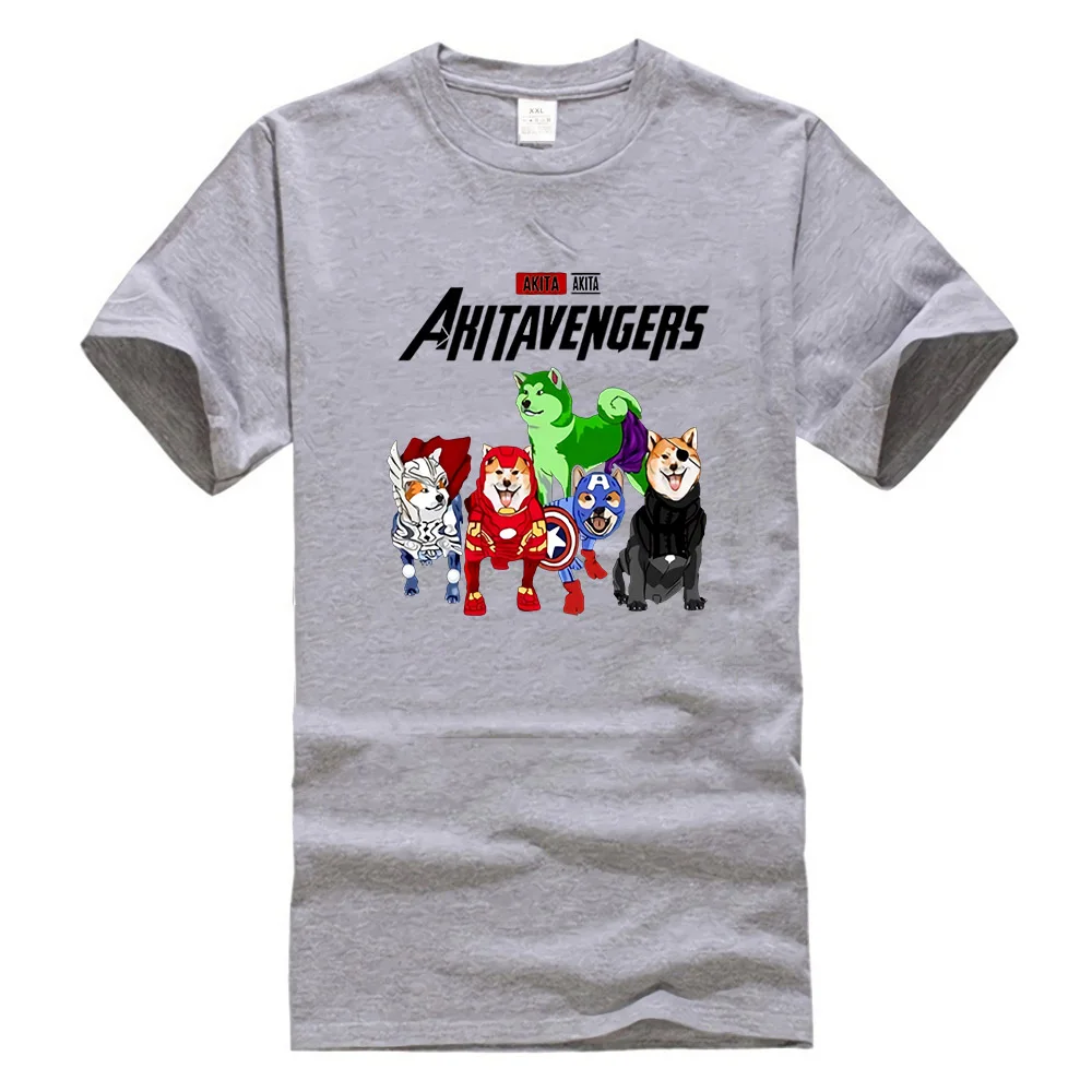 Akita Inu Мстители Akitavengers Endgame футболка черный хлопок для мужчин S-6Xl США сток Новейшая модная футболка - Цвет: Серый