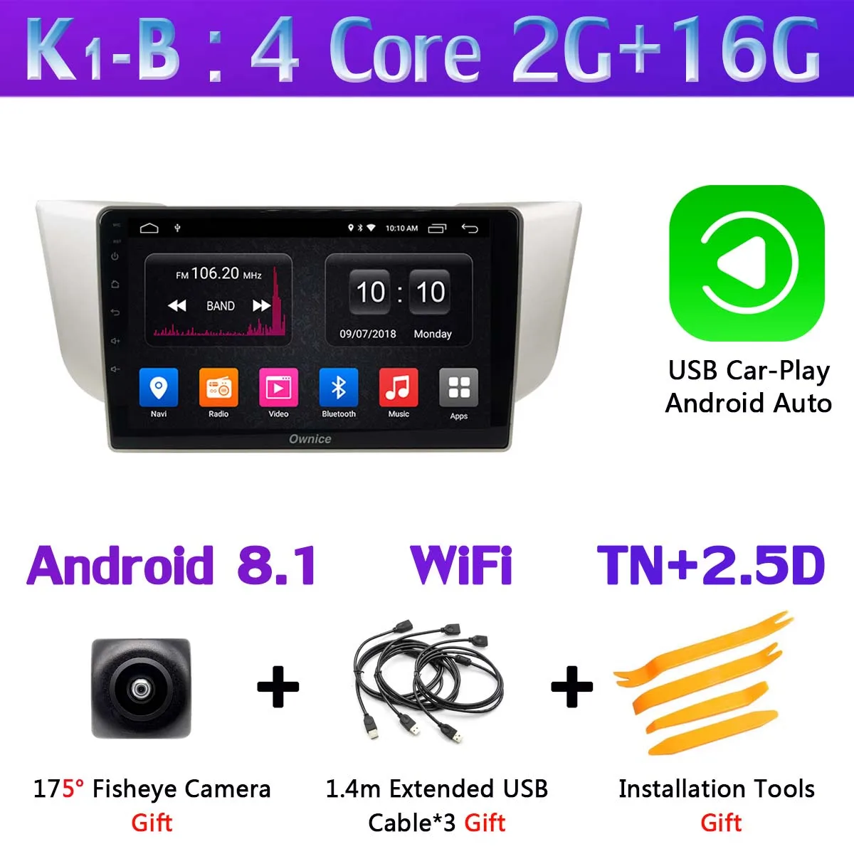 " 1Din 360 ° панорамный автомобильный dvd-плеер Android gps навигация для Lexus RX300 RX330 RX350 RX400H Toyota harrier 2003-2009 Автомобильный gps - Цвет: K1-B-CarPlay
