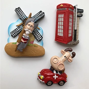 

London Telephone Booth Switzerland Donquixote Cow 3D Fridge Magnets Tourism Souvenirs Refrigerator Magnetic Stickers Gift