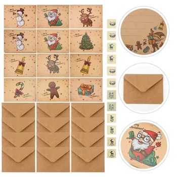 

12pcs Christmas Greeting Envelope Sets Retro Style Cards Sealing stickers